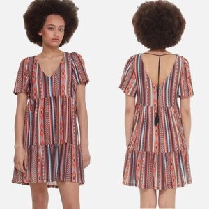 DEX Southwest Ruffled Babydoll Mini Dress Size L